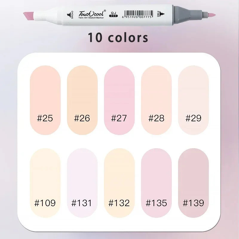 6/12/24/30 Colors Skin Tone Dual Headed marker Set Painting Drawing Highlighter School Art Supplies for Artist Korean Stationery