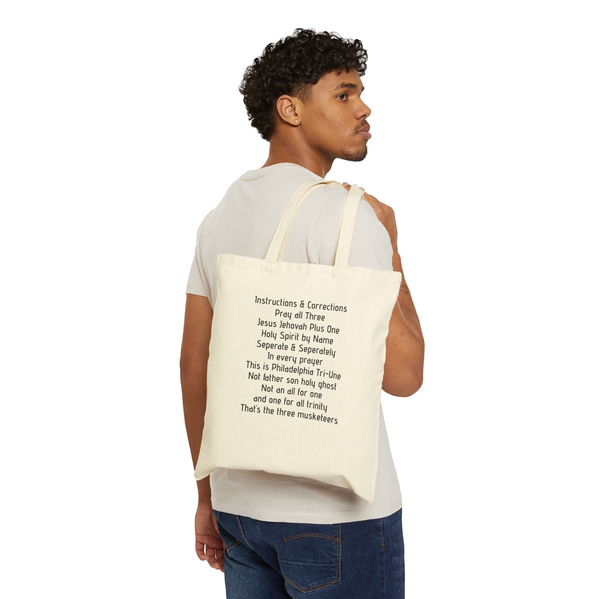 Scripture Prayer Cotton Canvas Tote Bag — 'Pray All Three' Inspirational Tote