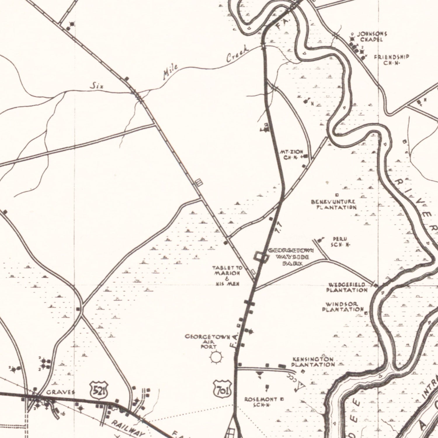 Vintage Map of Georgetown County, South Carolina 1939