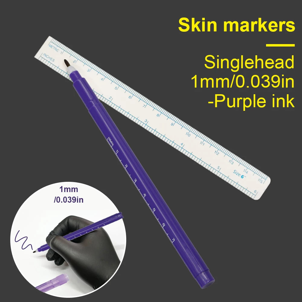 1Pc Skin Marker Pen Tattoo Eyebrow Lip Skin Marker Pen With Measuring Ruler Tool Microblading Permanent Art Makeup Accesories