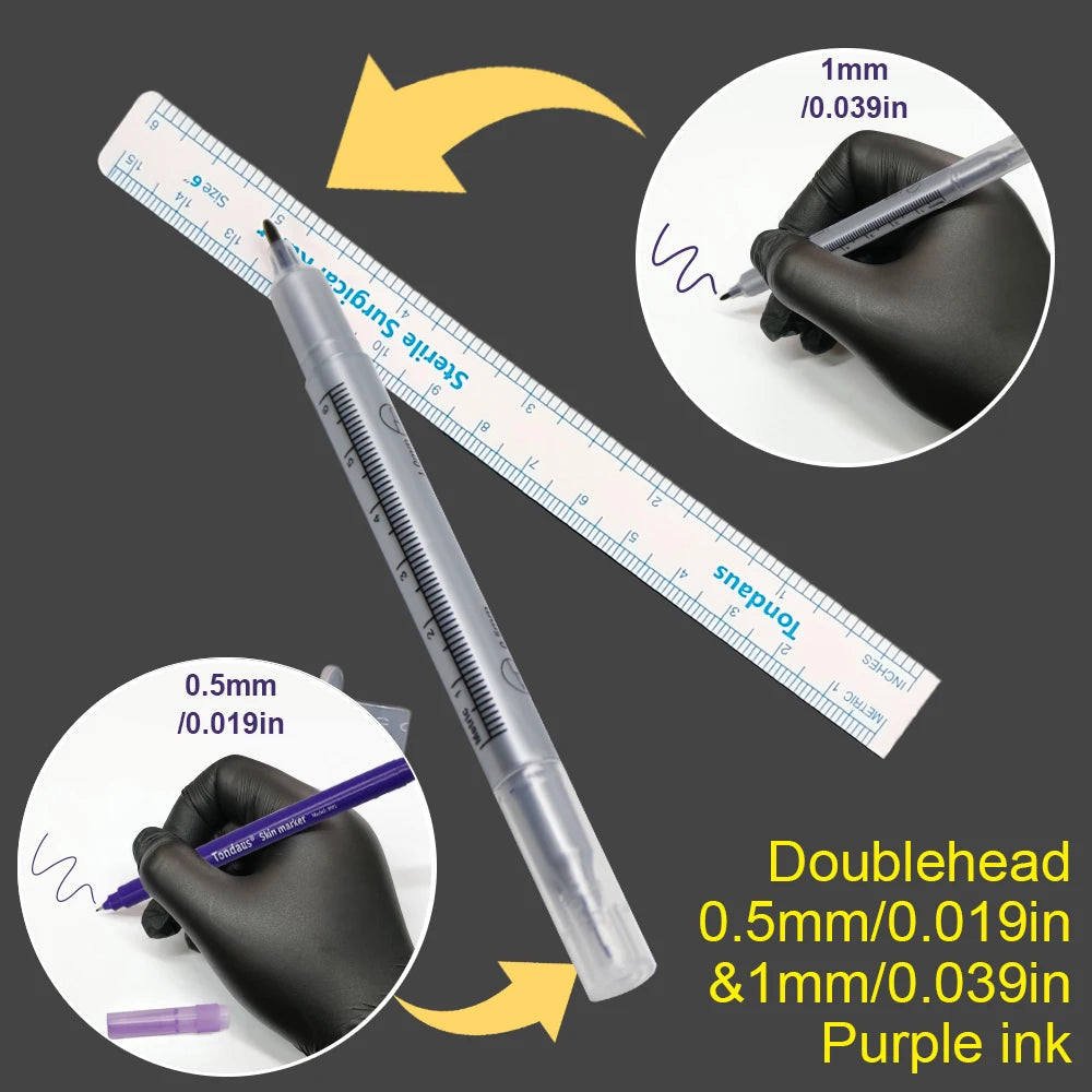 1Pc Skin Marker Pen Tattoo Eyebrow Lip Skin Marker Pen With Measuring Ruler Tool Microblading Permanent Art Makeup Accesories