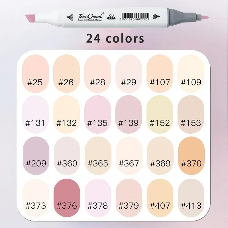 6/12/24/30 Colors Skin Tone Dual Headed marker Set Painting Drawing Highlighter School Art Supplies for Artist Korean Stationery
