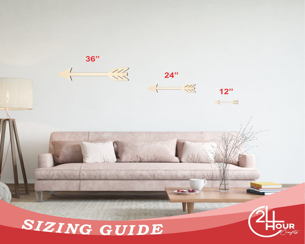 Unfinished Wood Decorative Arrow Shape | Craft Cutout | up to 46" DIY