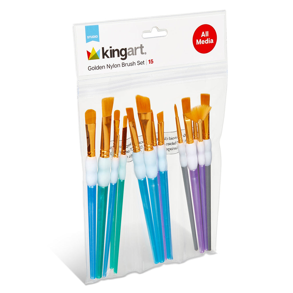 Studio Golden Nylon Brush Set - 15 Pieces