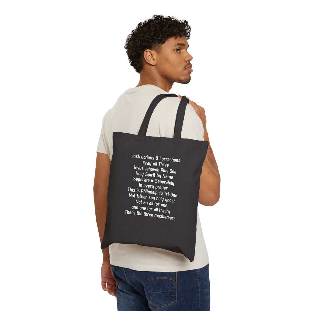 Scripture Prayer Cotton Canvas Tote Bag — 'Pray All Three' Inspirational Tote