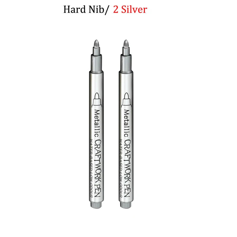 Brush Metallic Craftwork Pen Silver/Gold Permanent Acrylic Paint Pens Markers for Rock Painting 1-5MM Soft/Hard Nib Art Supplies