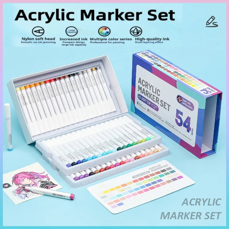 Acrylic marker pen gift box student-specific art drawing pen set Office School Supplies Pens Pencils Writing Supplies