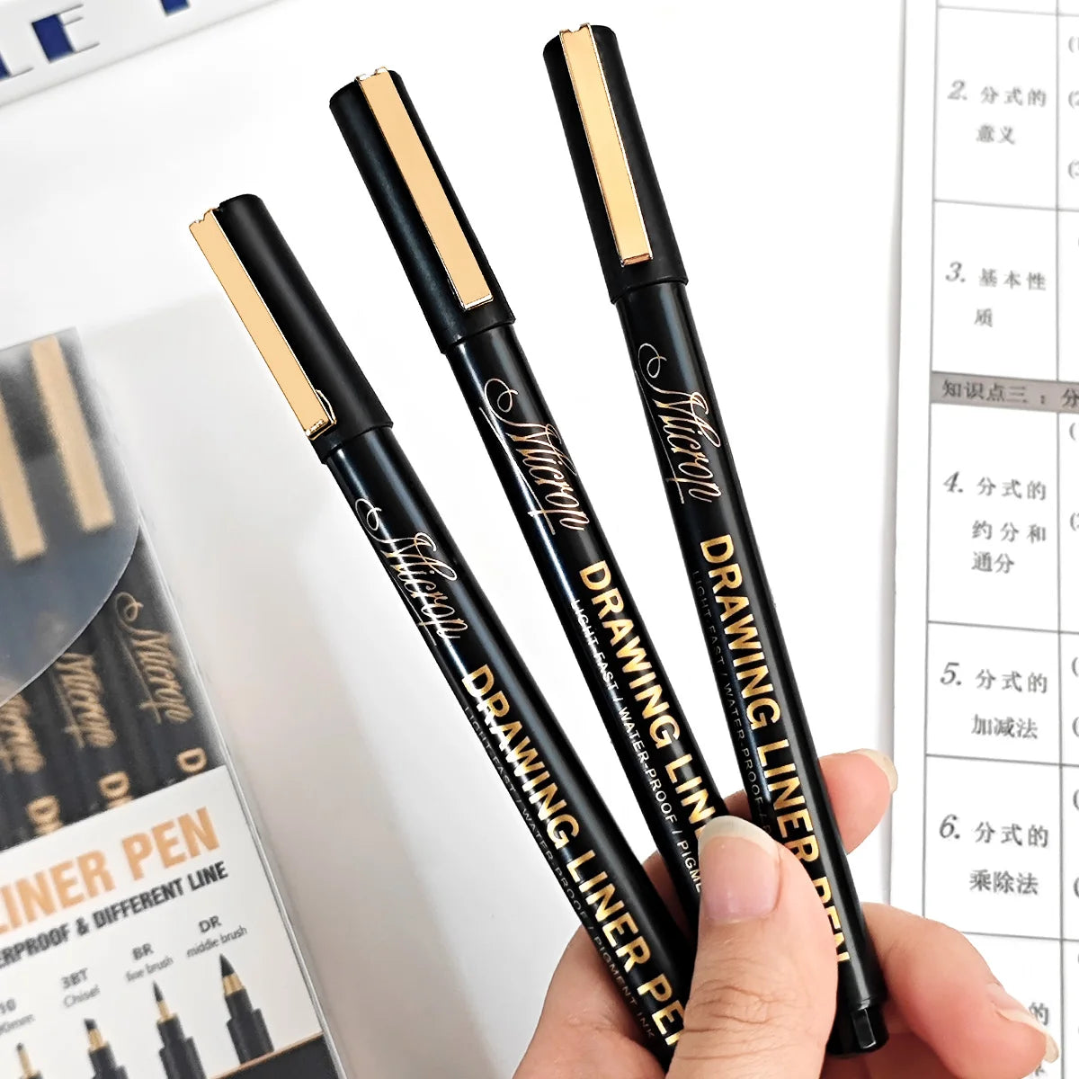12 Tip Pigment Liner Micron Ink Marker Pen for Manga Draw Sketching Needle Pen Hook Line Pen Sketch Stationery Set Art Supplies