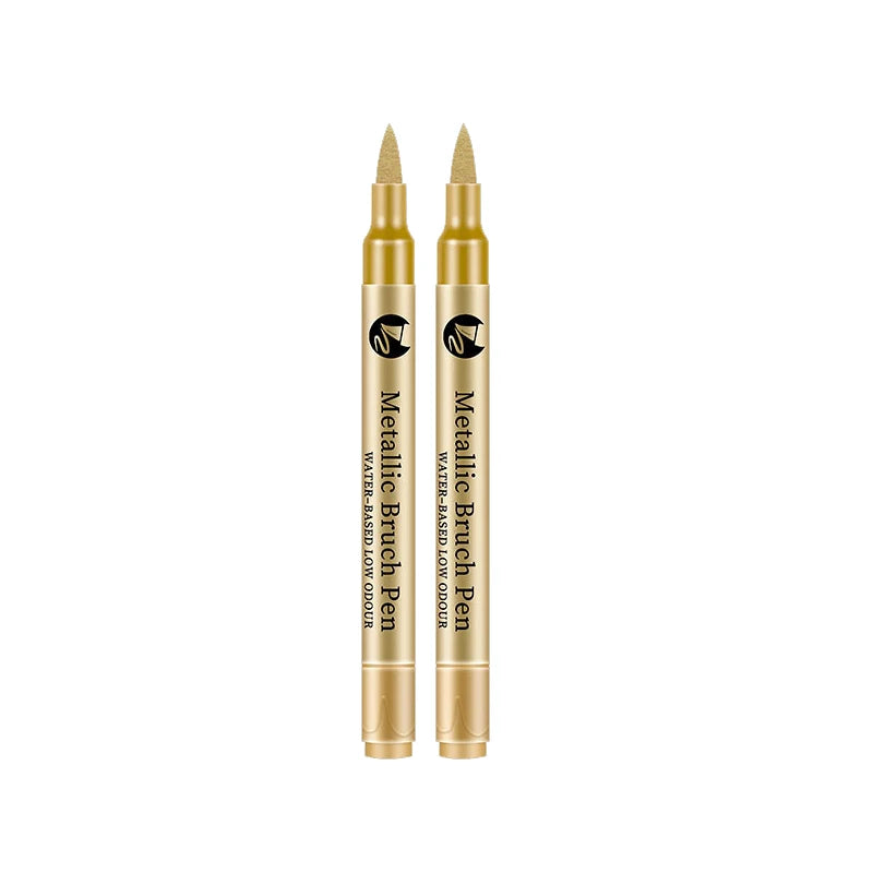 2-12 Pcs DIY Waterproof Paint Marker Pens Gold and Silver Student Supplies Craftwork Brush Pen Art Painting