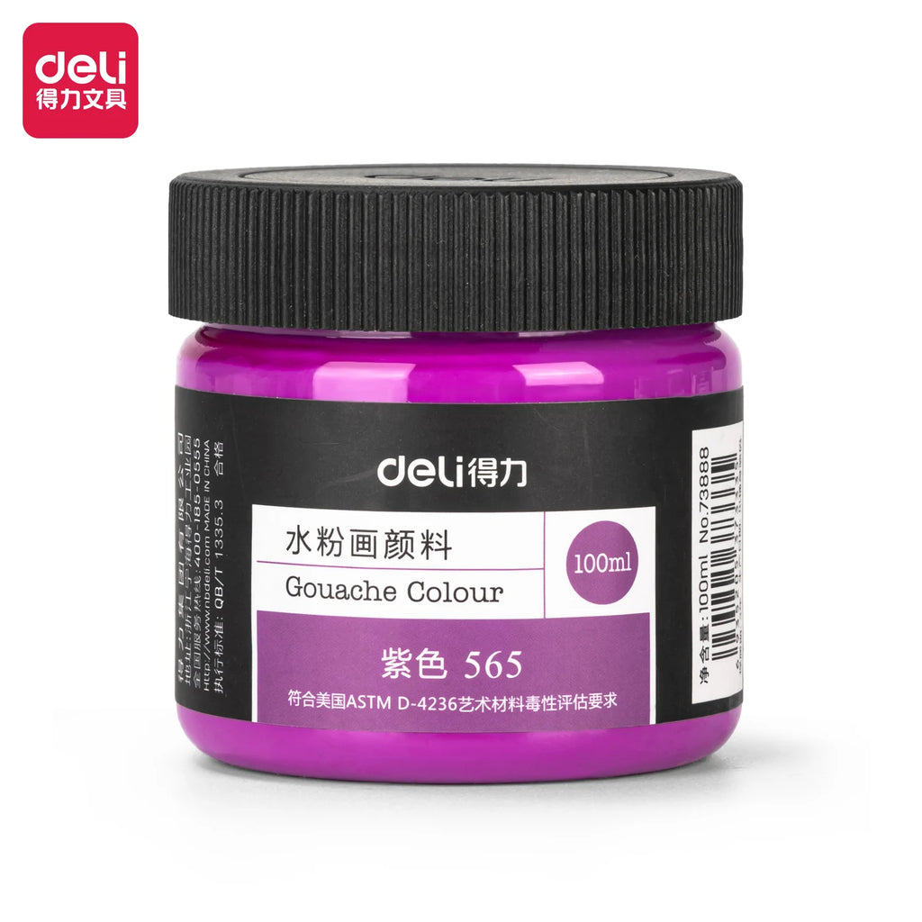 100ml Deli Acrylic Pigment for Art Model DIY High-Capacity Wall Painting Hand Drawn Poster Graffiti Supplies Office Learning