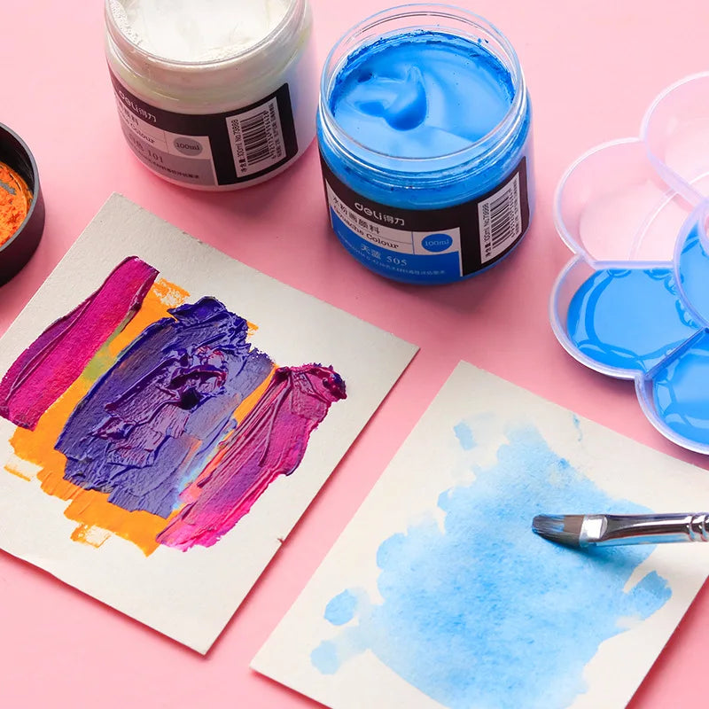 100ml Deli Acrylic Pigment for Art Model DIY High-Capacity Wall Painting Hand Drawn Poster Graffiti Supplies Office Learning