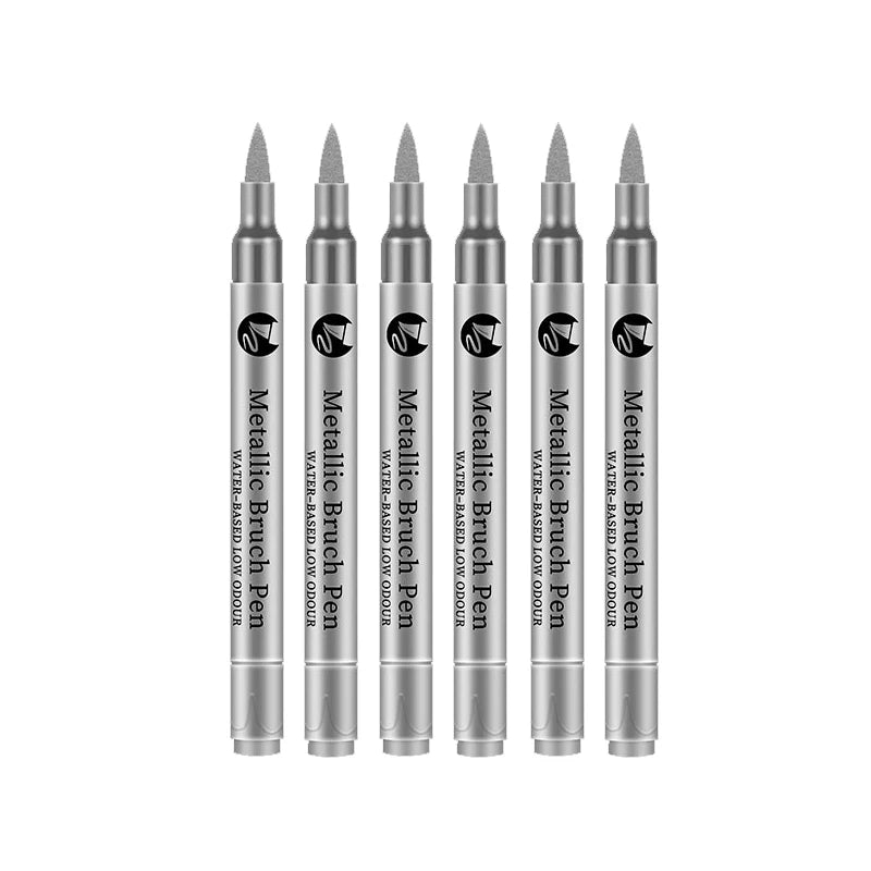 2-12 Pcs DIY Waterproof Paint Marker Pens Gold and Silver Student Supplies Craftwork Brush Pen Art Painting