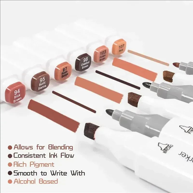 6/12/24/30 Colors Skin Tone Dual Headed marker Set Painting Drawing Highlighter School Art Supplies for Artist Korean Stationery