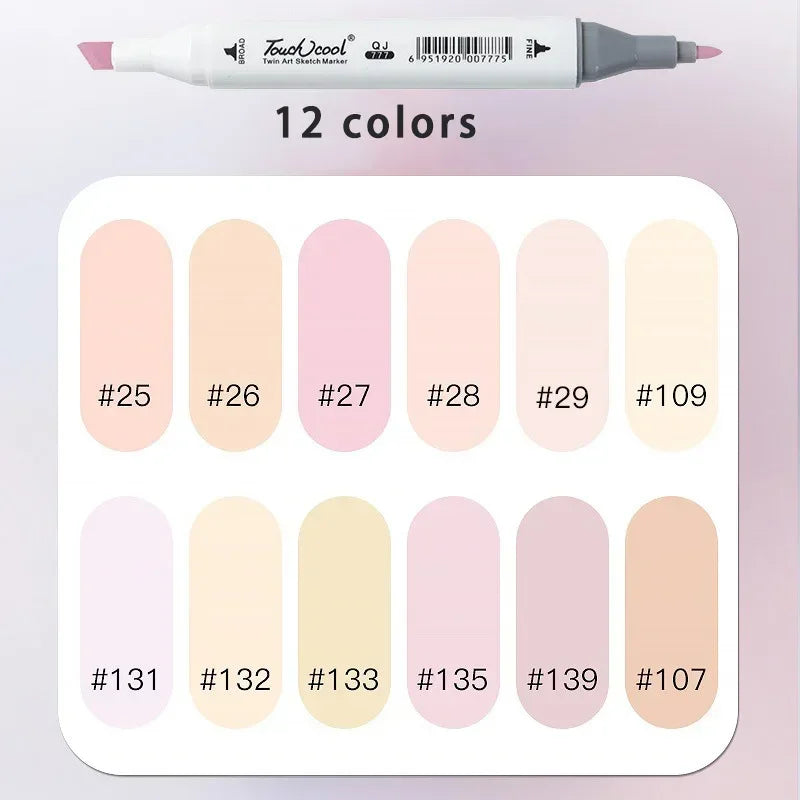 6/12/24/30 Colors Skin Tone Dual Headed marker Set Painting Drawing Highlighter School Art Supplies for Artist Korean Stationery
