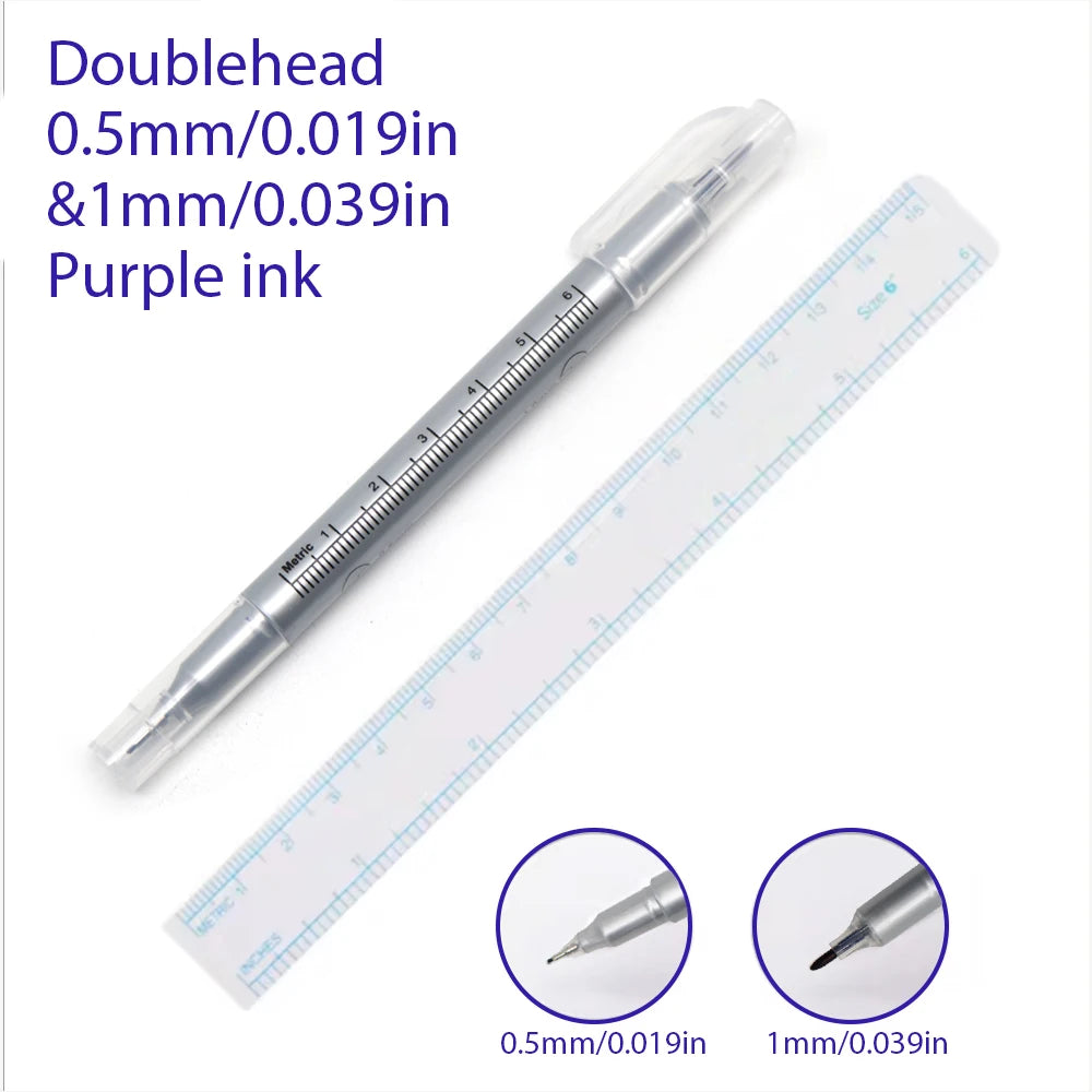 1Pc Skin Marker Pen Tattoo Eyebrow Lip Skin Marker Pen With Measuring Ruler Tool Microblading Permanent Art Makeup Accesories