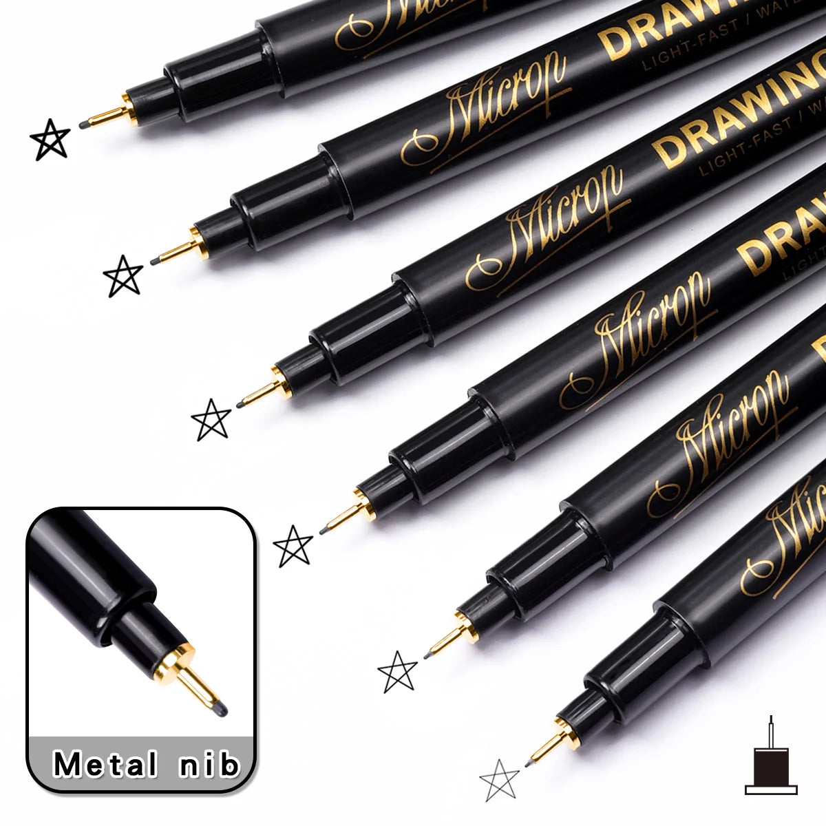 12 Tip Pigment Liner Micron Ink Marker Pen for Manga Draw Sketching Needle Pen Hook Line Pen Sketch Stationery Set Art Supplies