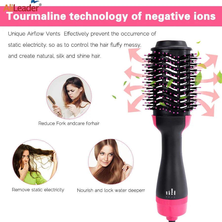 4-in-1 Hair Dryer Brush – Straightener, Curler & Volumizer for Women