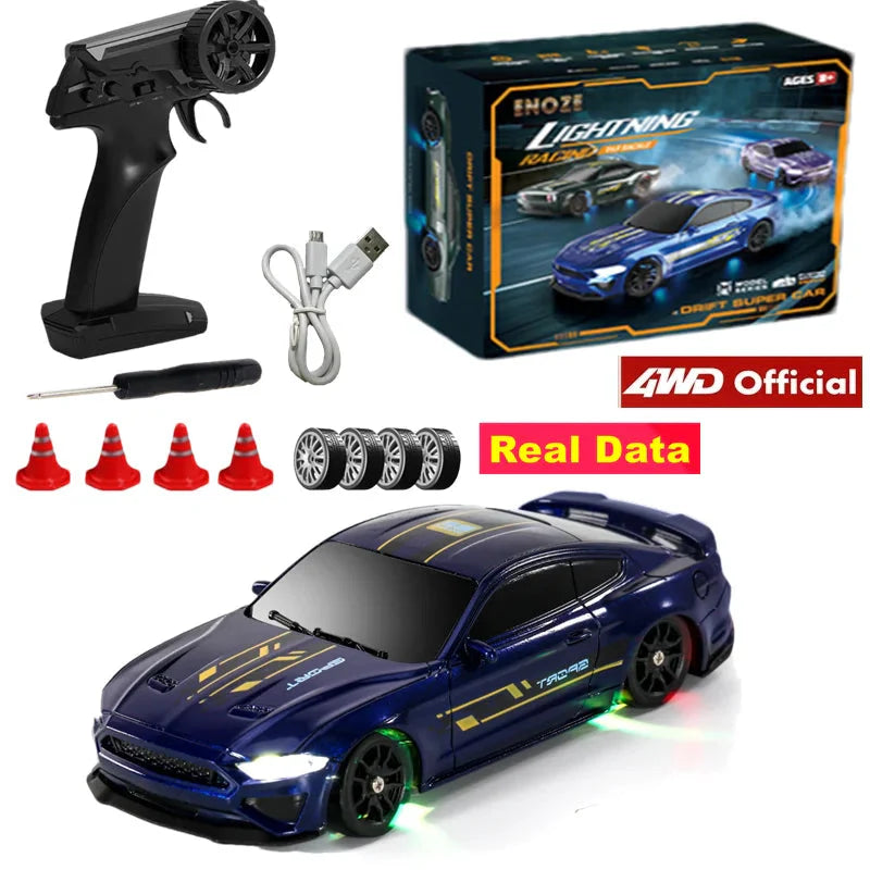 4WD RC Drift Racing Car - 1/43 Mini High-Speed Electric Car with Gyroscope, Realistic Lights, Remote Control Toy for Kids & Adults