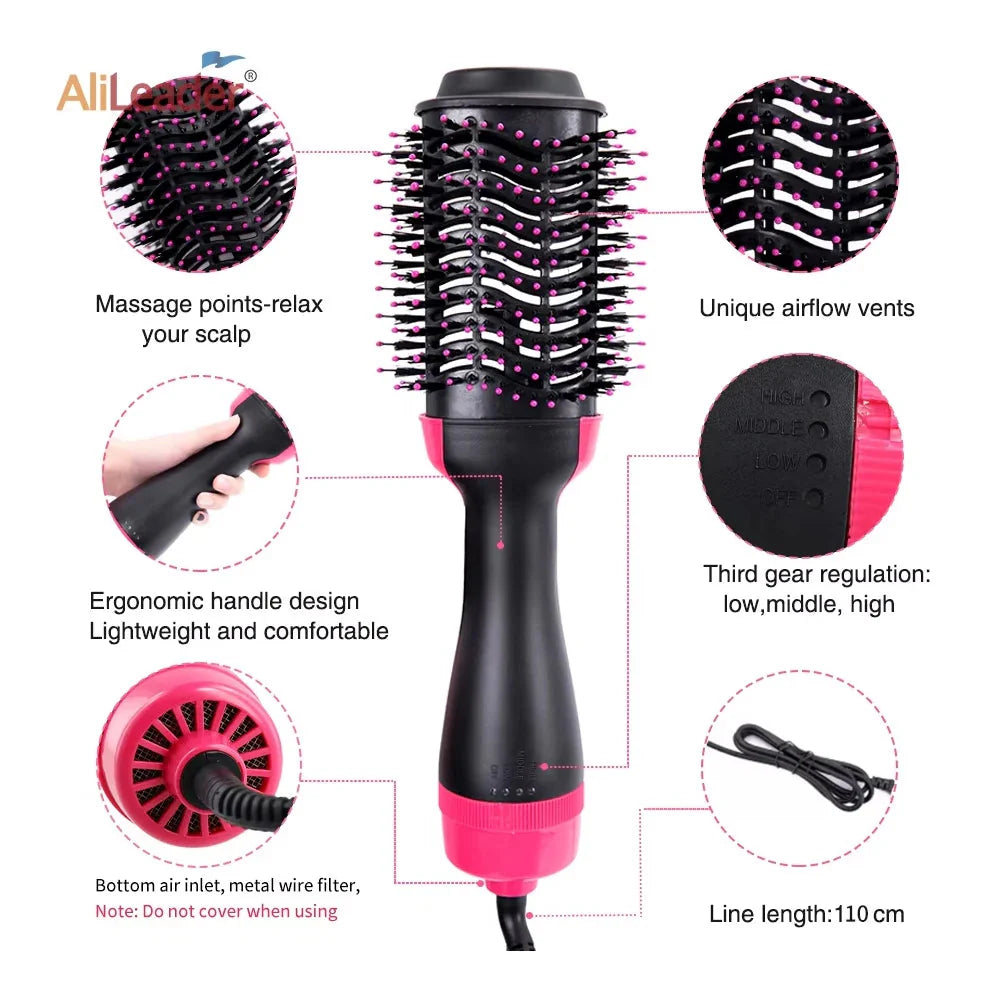 4-in-1 Hair Dryer Brush – Straightener, Curler & Volumizer for Women