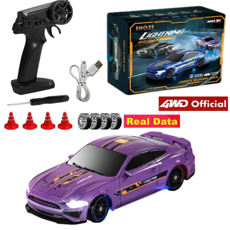 4WD RC Drift Racing Car - 1/43 Mini High-Speed Electric Car with Gyroscope, Realistic Lights, Remote Control Toy for Kids & Adults
