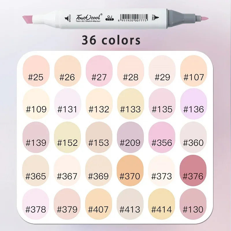 6/12/24/30 Colors Skin Tone Dual Headed marker Set Painting Drawing Highlighter School Art Supplies for Artist Korean Stationery
