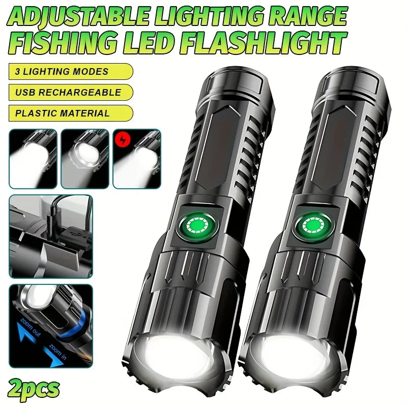 9900LM Powerful LED Flashlight Battery Display USB Rechargeable Light Telescopic Zoom Torch Lamp Outdoor Camping Fishing Lantern