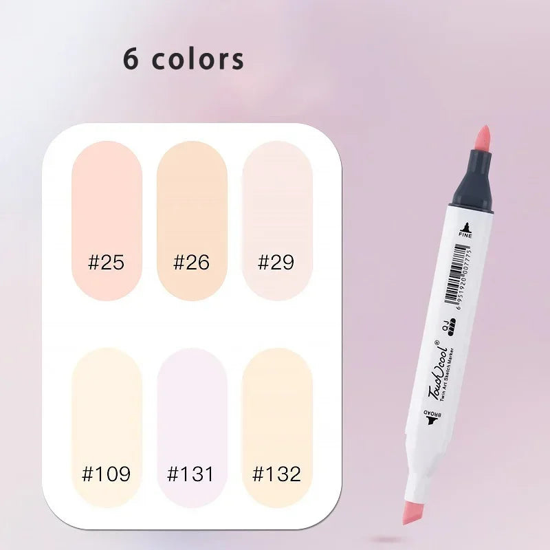 6/12/24/30 Colors Skin Tone Dual Headed marker Set Painting Drawing Highlighter School Art Supplies for Artist Korean Stationery