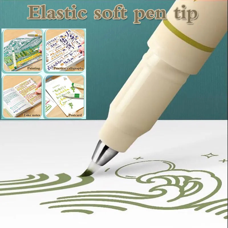 24/3 Color Vintage Watercolor Lettering Art Marker Drawing Pen Set Multicolor Soft Brush Tip Calligraphy Painting Art Supplies