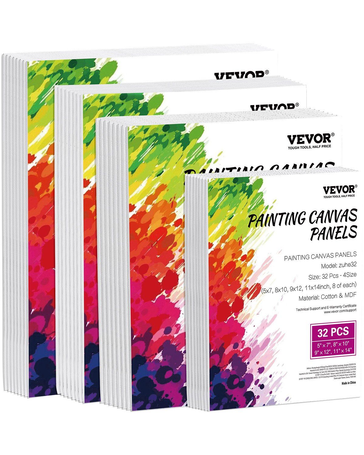 Canvas Boards for Painting 32 Pack Multiple Sizes Blank Canvases for Painting