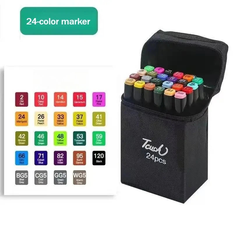 Oil-Based Dual-Head Marker Pen Set Color Markers Alcohol Art Markers Refillable Dual Tips Sketching Drawing Manga School Supplie