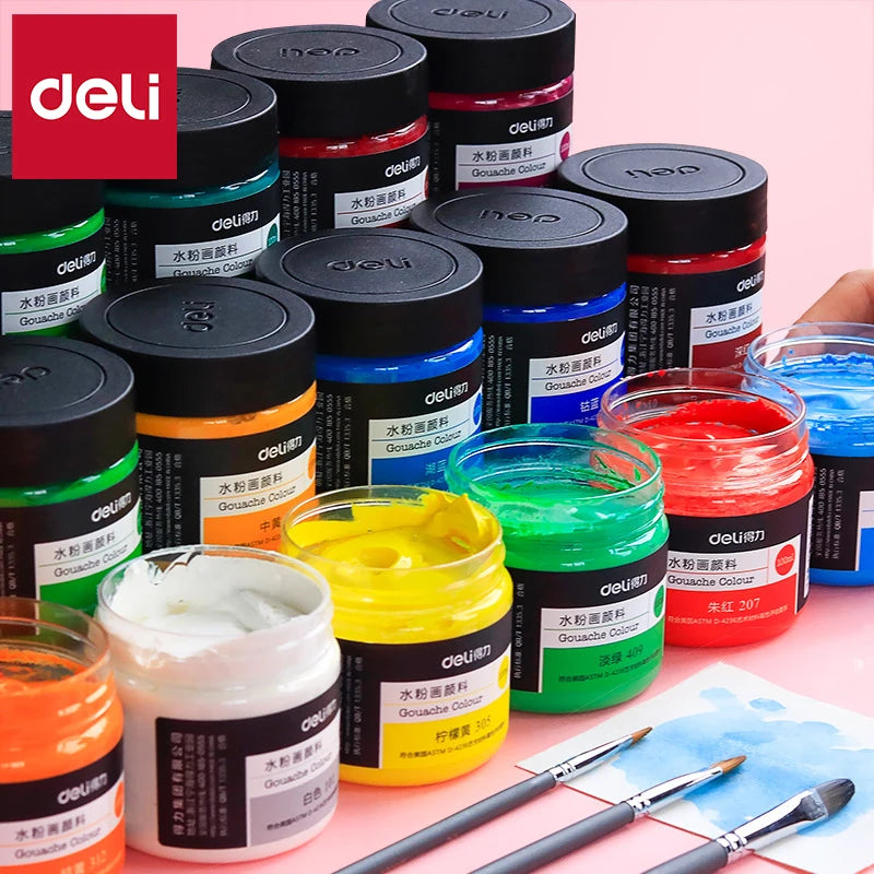 100ml Deli Acrylic Pigment for Art Model DIY High-Capacity Wall Painting Hand Drawn Poster Graffiti Supplies Office Learning