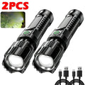 9900LM Powerful LED Flashlight Battery Display USB Rechargeable Light Telescopic Zoom Torch Lamp Outdoor Camping Fishing Lantern
