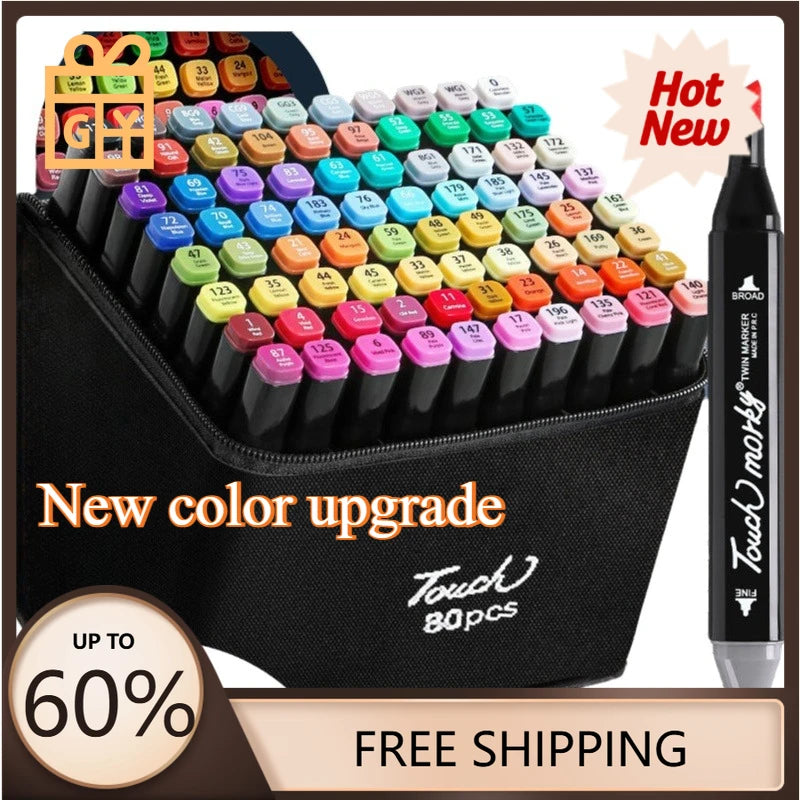 Oil-Based Dual-Head Marker Pen Set Color Markers Alcohol Art Markers Refillable Dual Tips Sketching Drawing Manga School Supplie