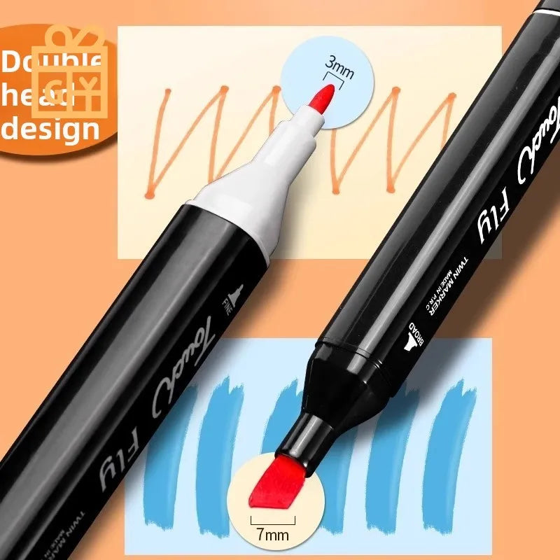 Oil-Based Dual-Head Marker Pen Set Color Markers Alcohol Art Markers Refillable Dual Tips Sketching Drawing Manga School Supplie