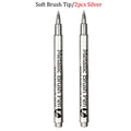 Brush Metallic Craftwork Pen Silver/Gold Permanent Acrylic Paint Pens Markers for Rock Painting 1-5MM Soft/Hard Nib Art Supplies
